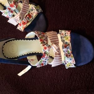 1901 Blue Suede Wedge Shoes 7.5 NWOT